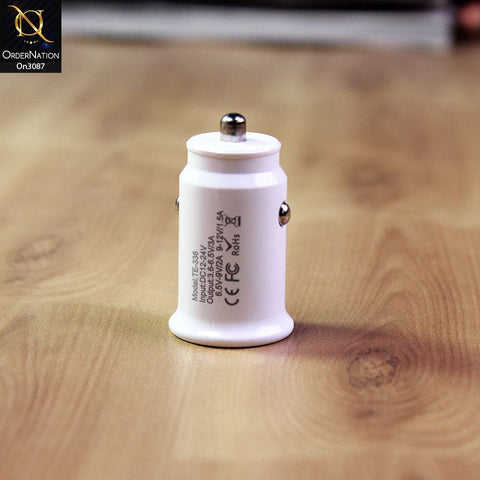 White - TE-336 - Qualcomm 3.0 Quick Usb Car Charger For Latest iPhone, Samsung, Vivo, Infnix, Oppo, Xiaomi, etc Smartphones