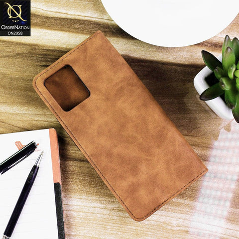 Realme 8 Pro Cover - Brown - Elegent Leather Wallet Flip book Card Slots Case