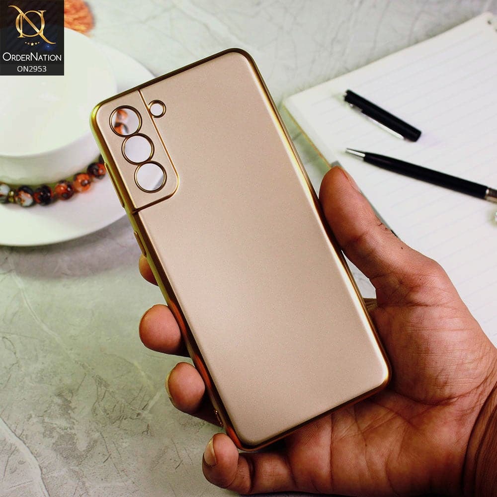 Samsung Galaxy S21 5G Cover - Golden - Soft Gold Plated Color Borders Camera Protection Back Case