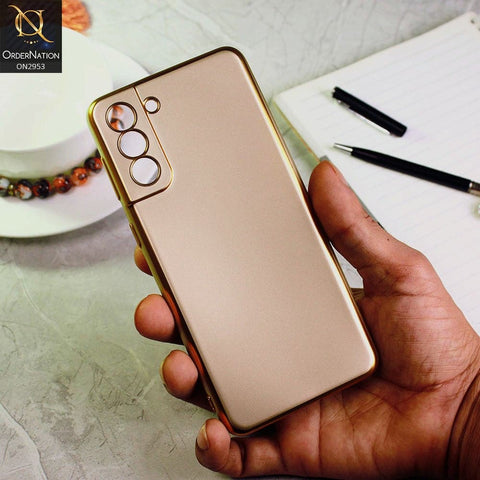 Samsung Galaxy S21 5G Cover - Golden - Soft Gold Plated Color Borders Camera Protection Back Case