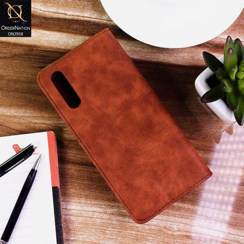 Vivo S1 Cover - Brown - Elegent Leather Wallet Flip book Card Slots Case