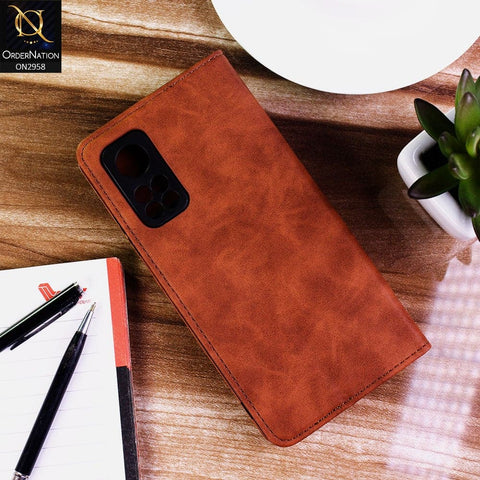 Xiaomi Mi 10T Cover - Brown - Elegent Leather Wallet Flip book Card Slots Case