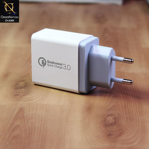 SLS-B09 - Qualcomm 3.0 Quick 18 Watts Wall Charger With 3 Usb Ports For Latest iPhone, Samsung, Vivo, Infnix, Oppo, Xiaomi, etc Smartphones