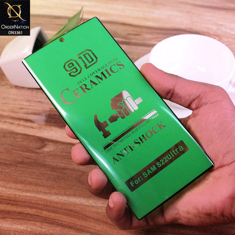 Samsung Galaxy S22 Ultra 5G Protector - 9D Ceramics Unbreakable Full Glue Full Coverage Anti-Shock Film Screen Protector