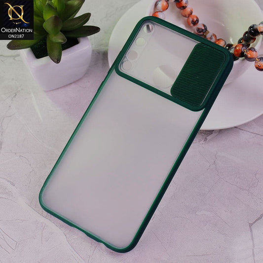 Huawei Y7P - Green - Translucent Matte Shockproof Camera Slide Protection Case