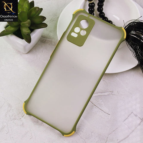 Vivo V21e - Light Green - Semi Transparent Matte Shockproof Camera Ring Protection Case
