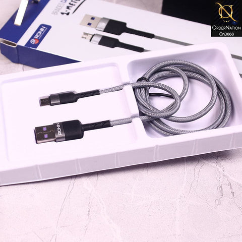 Gray - R-310 - Ronin 2.4A Android Premium Quality 1 Meter Braided Cable