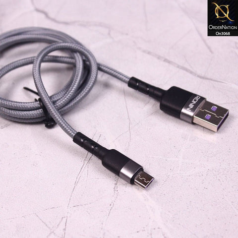 Gray - R-310 - Ronin 2.4A Android Premium Quality 1 Meter Braided Cable