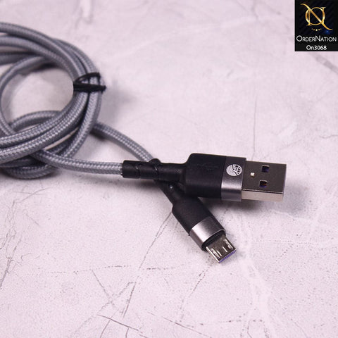 Gray - R-310 - Ronin 2.4A Android Premium Quality 1 Meter Braided Cable