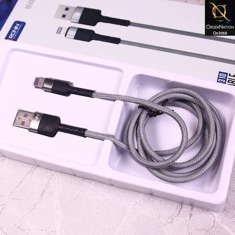 Gray - R-310 - Ronin 2.4A Lightning Premium Quality 1 Meter Braided Cable