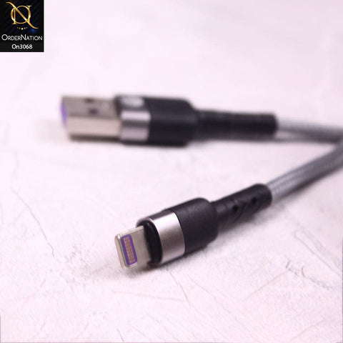 Gray - R-310 - Ronin 2.4A Lightning Premium Quality 1 Meter Braided Cable