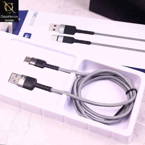 Gray - R-310 - Ronin 2.4A Type - C Premium Quality 1 Meter Braided Cable