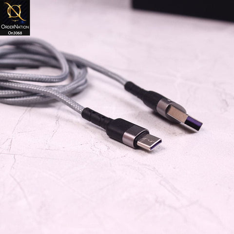 Gray - R-310 - Ronin 2.4A Type - C Premium Quality 1 Meter Braided Cable