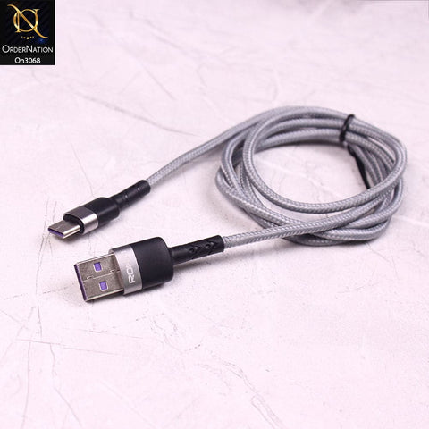 Gray - R-310 - Ronin 2.4A Type - C Premium Quality 1 Meter Braided Cable