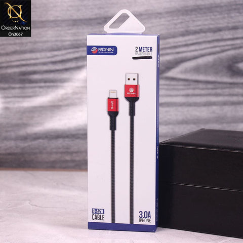 Red - R-420 - Ronin 3.0A Lightning Premium Quality 2 Meter Braided Cable
