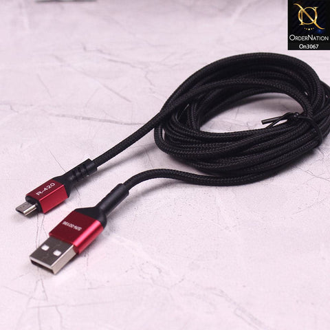 Red - R-420 - Ronin 3.0A Andorid  Micro USB Premium Quality 2 Meter Braided Cable