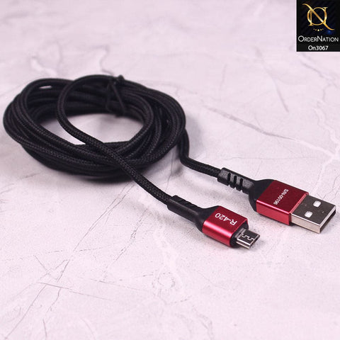 Red - R-420 - Ronin 3.0A Andorid  Micro USB Premium Quality 2 Meter Braided Cable