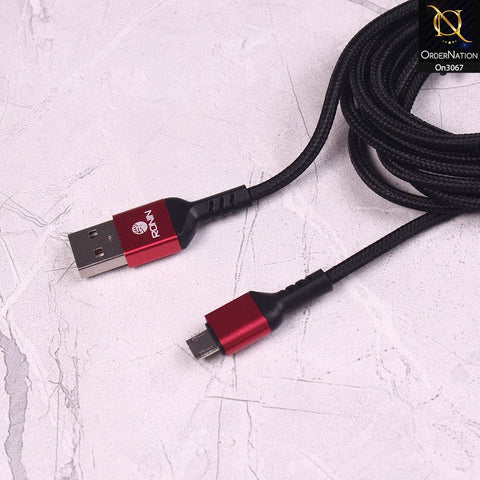 Red - R-420 - Ronin 3.0A Andorid  Micro USB Premium Quality 2 Meter Braided Cable