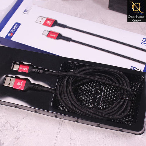 Red - R-420 - Ronin 3.0A Type-C Premium Quality 2 Meter Braided Cable