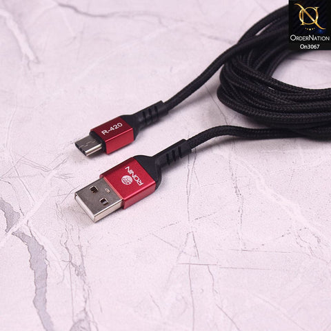 Red - R-420 - Ronin 3.0A Type-C Premium Quality 2 Meter Braided Cable