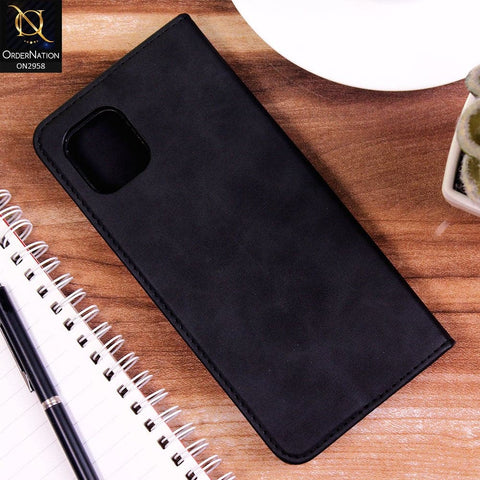 Samsung Galaxy Note 10 Lite Cover - Black - Elegent Leather Wallet Flip book Card Slots Case