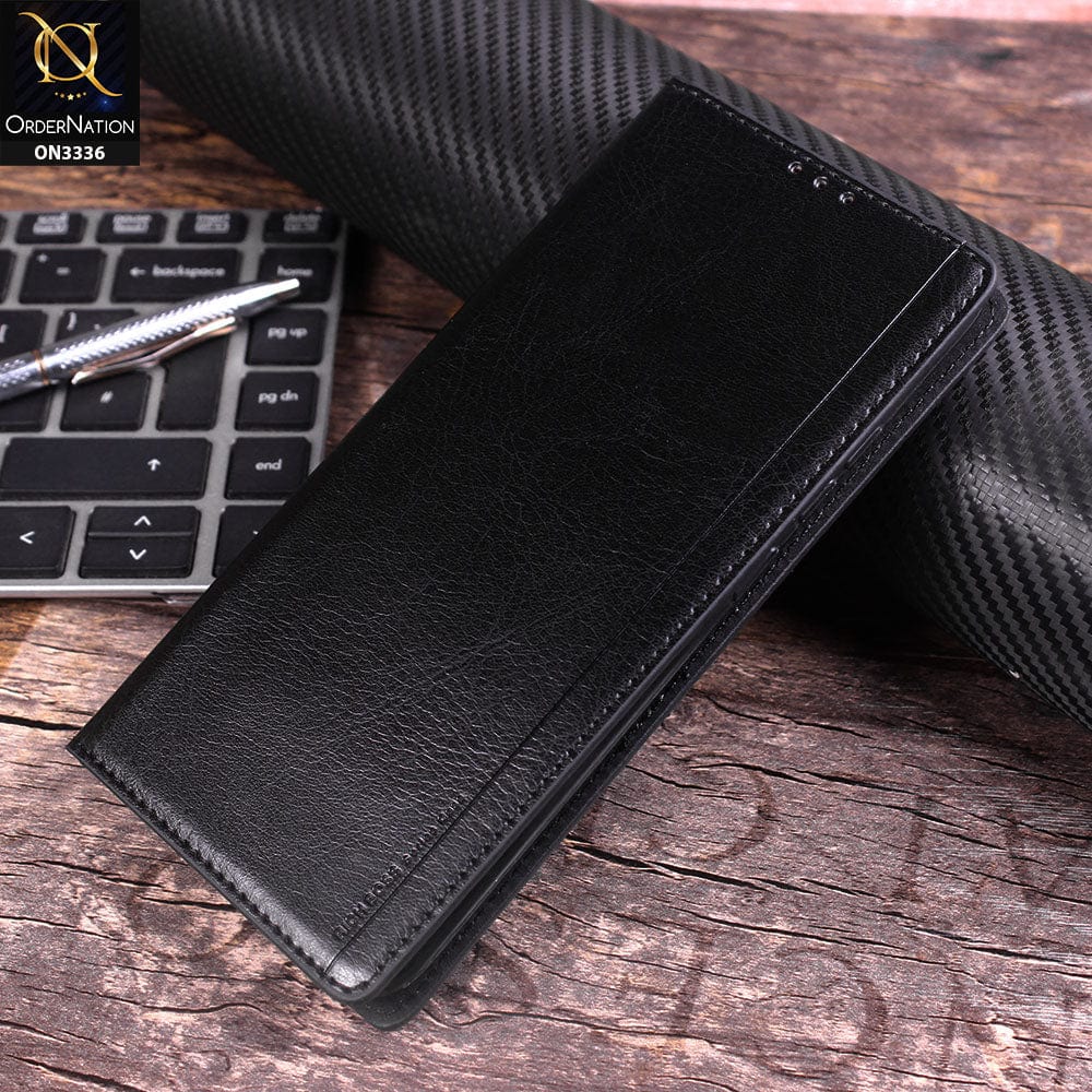 Vivo S1 Pro Cover - Black - Rich Boss Leather Texture Soft Flip Book Case