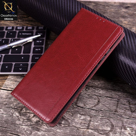 Vivo S1 Pro Cover - Red - Rich Boss Leather Texture Soft Flip Book Case