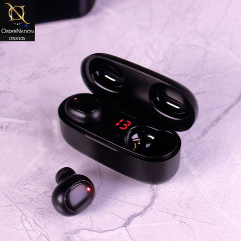 True Wireless Earbuds - Black - Rema V5 TWS Wirelss Earbuds with Display