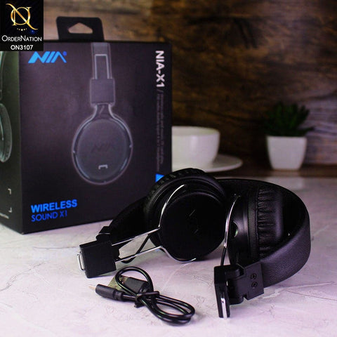 Black - NIA X1 Wireless Bluetooth Headphones