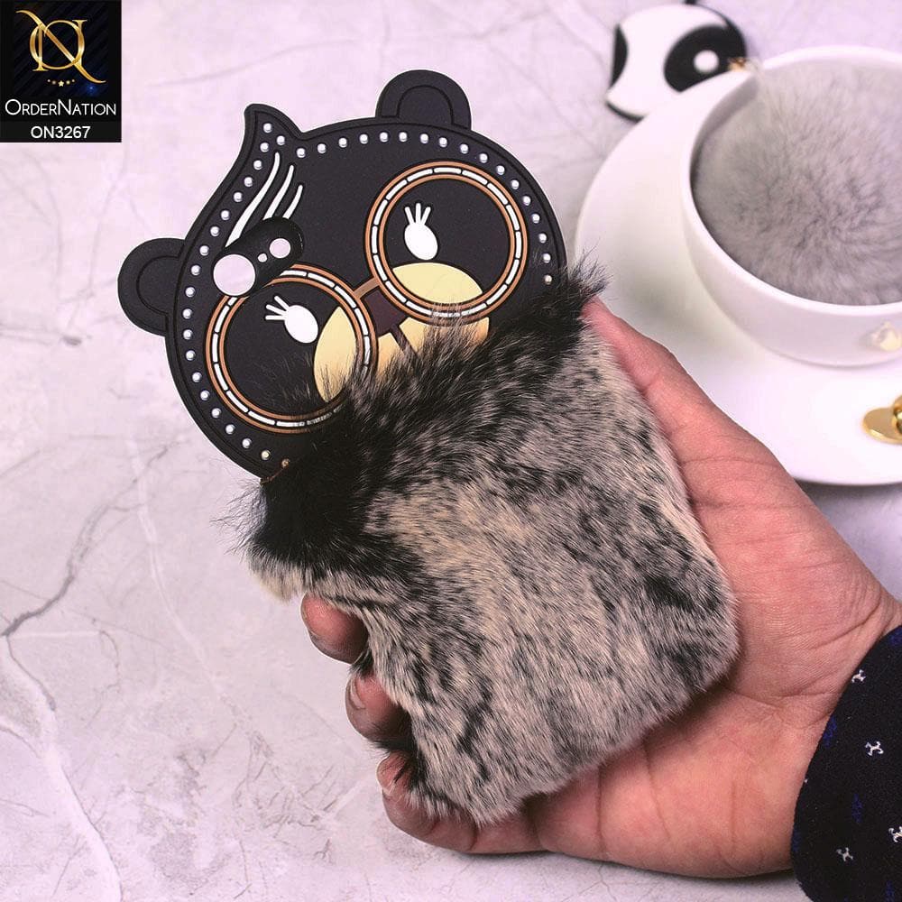 iPhone SE 2020 Cover - Black - Cute Fur Cartoon Silicone Soft Case