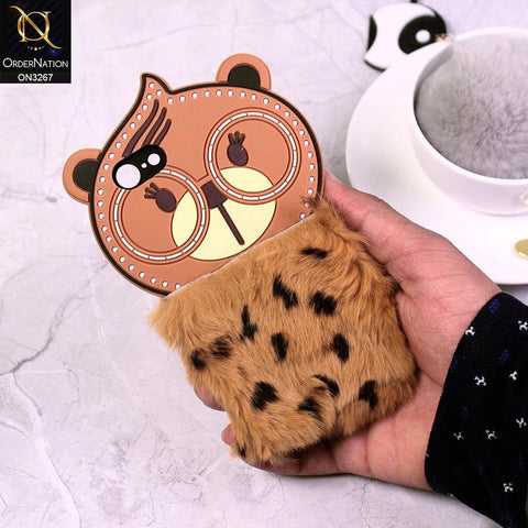 iPhone SE 2020 Cover - Brown - Cute Fur Cartoon Silicone Soft Case