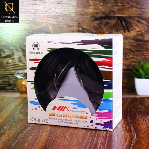 Black - NIA Q8-851S Bluetooth Wireless Headphones