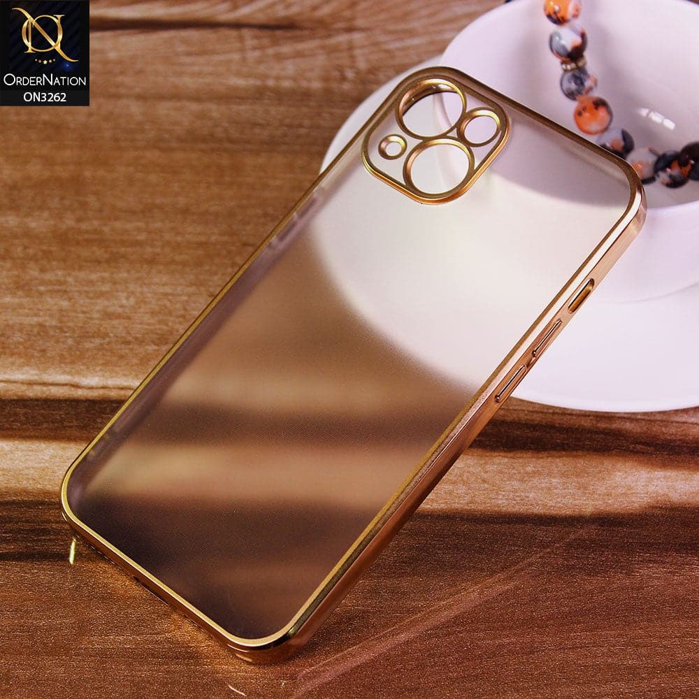 iPhone 13 Cover - Golden - Electroplating Color Borders Semi-Transparent Soft Case