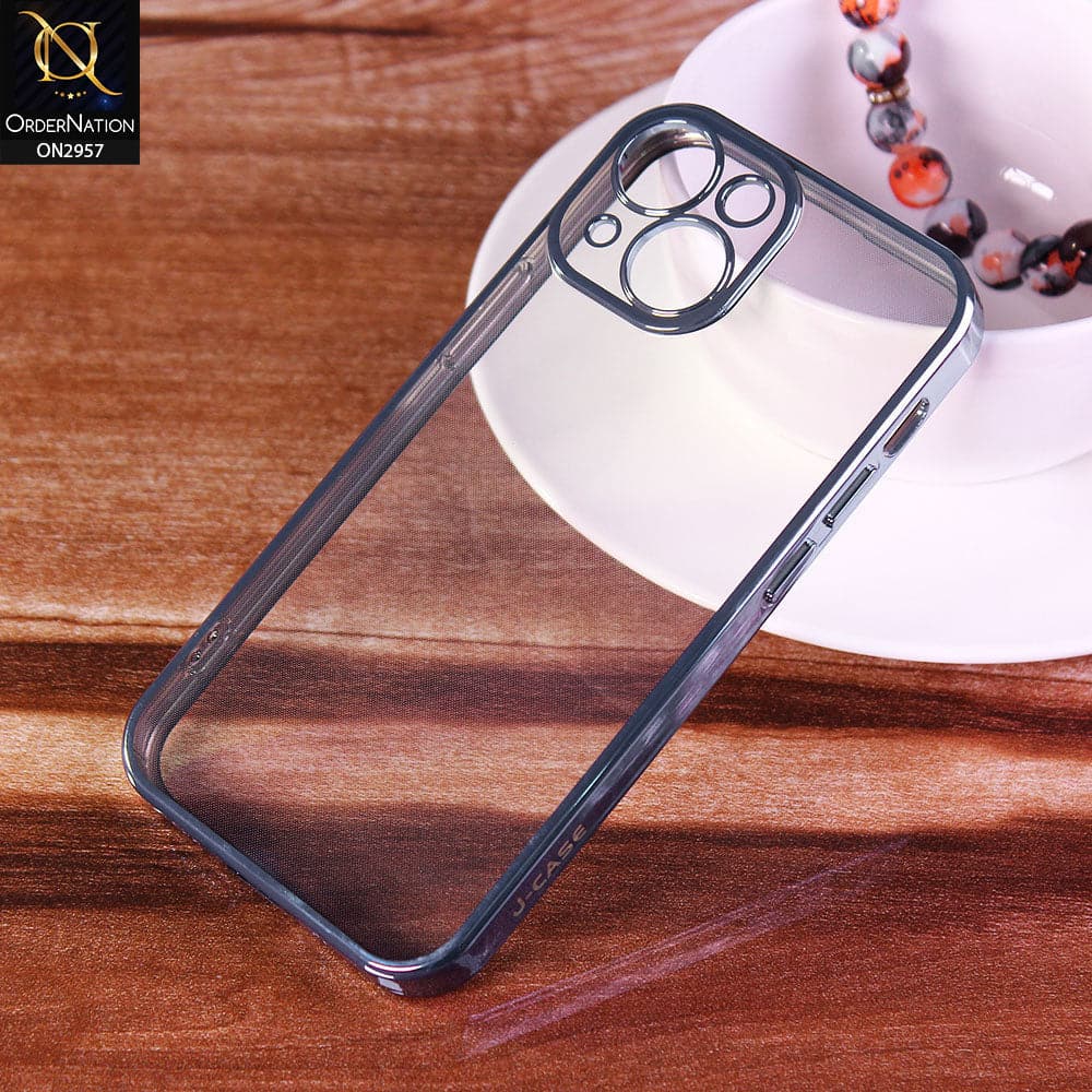 iPhone 13 Mini Cover - Blue - J-Case Soft Color Borders Camera Protection Clear Back Case