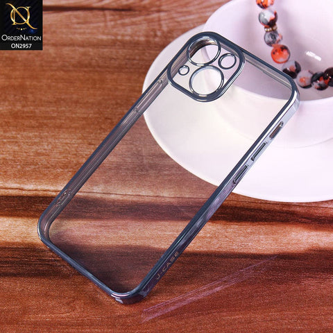 iPhone 13 Mini Cover - Blue - J-Case Soft Color Borders Camera Protection Clear Back Case