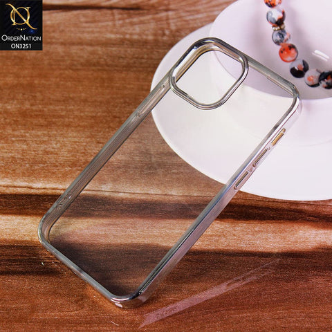 iPhone 13 Mini Cover - Silver - J-Case Electroplating Color Borders Clear Transparent Soft Case