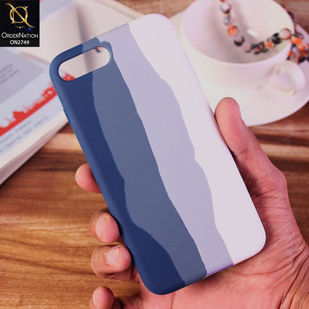 iPhone 8 Plus / 7 Plus Cover - Blue - V2 Rainbow Series Liquid Soft Silicon Case