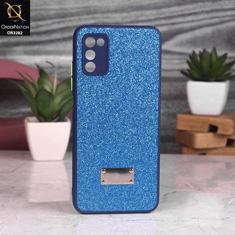Samsung Galaxy M02s Cover - Blue - Bling Sparkle Glitter Back Shell Soft Border Case with Camera Protection