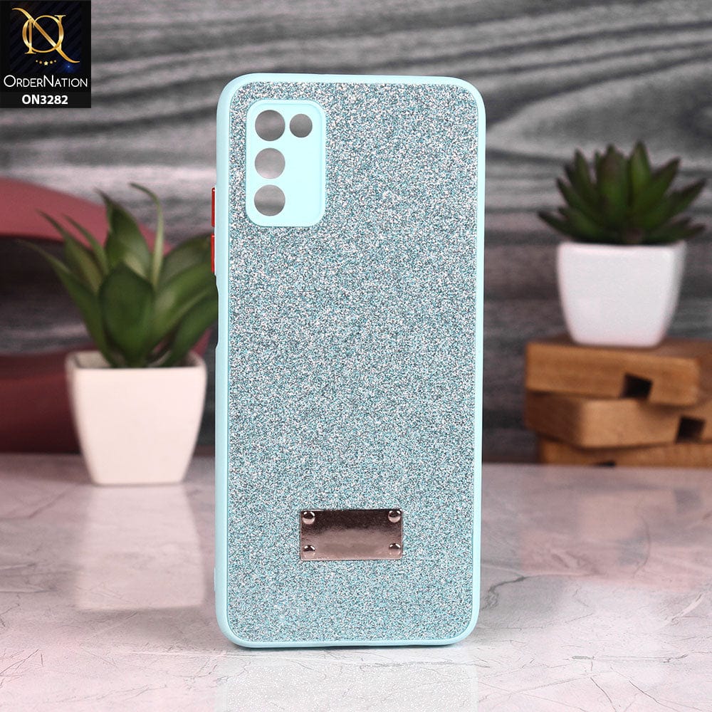 Samsung Galaxy M02s Cover - Sea Green - Bling Sparkle Glitter Back Shell Soft Border Case with Camera Protection