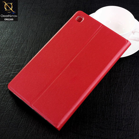 Samsung Galaxy Tab A7 Lite Cover - Red - Dotted Leather Texture Smart Book Foldable Case