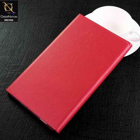 Samsung Galaxy Tab A7 Lite Cover - Red - Dotted Leather Texture Smart Book Foldable Case