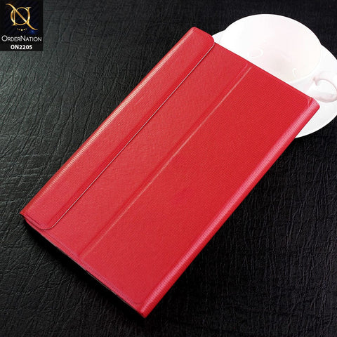 Samsung Galaxy Tab A7 Lite Cover - Red - Dotted Leather Texture Smart Book Foldable Case