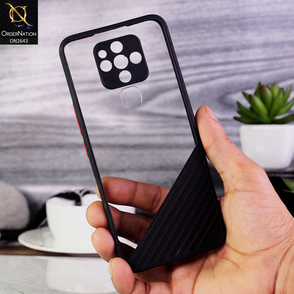 Tecno Camon 16 Pro Cover - Black - New Stylish Dual Touch Transparent Soft Triangle Case