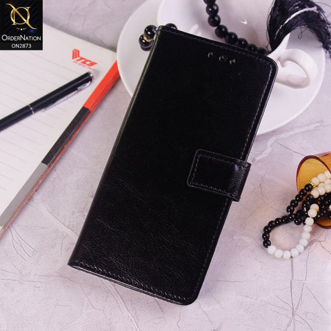 Oppo Reno 4 Lite Cover - Black - Shockproof Leather Magnetic Kickstand Wallet Flipbook With Card Holder Slots Case