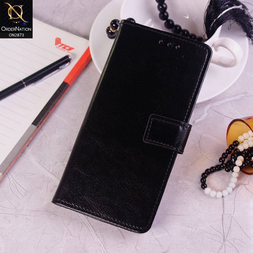 Oppo Reno 4F Cover - Black - Shockproof Leather Magnetic Kickstand Wallet Flipbook With Card Holder Slots Case