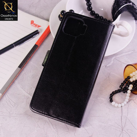 Oppo Reno 4 Lite Cover - Black - Shockproof Leather Magnetic Kickstand Wallet Flipbook With Card Holder Slots Case