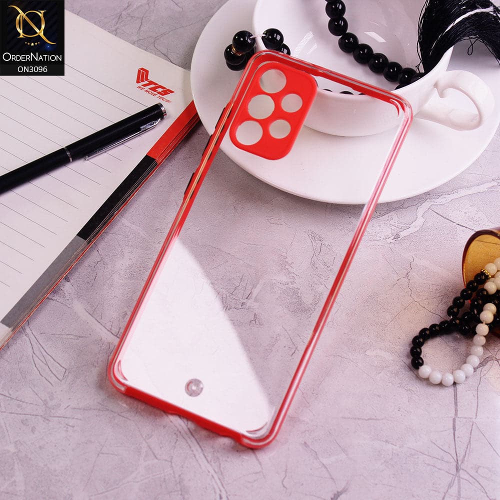 Samsung Galaxy A32 4G Cover - Red - Soft Border Curved Diamond Clear Thin Case with Camera Protection
