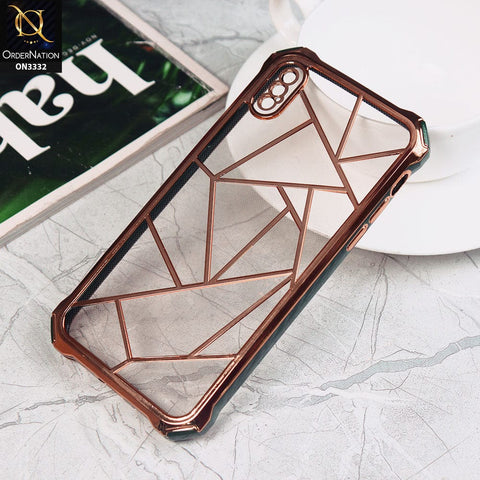 iPhone XS / X Cover - Green -  Smart Mosaic Marble color Borders Transparent Soft Case