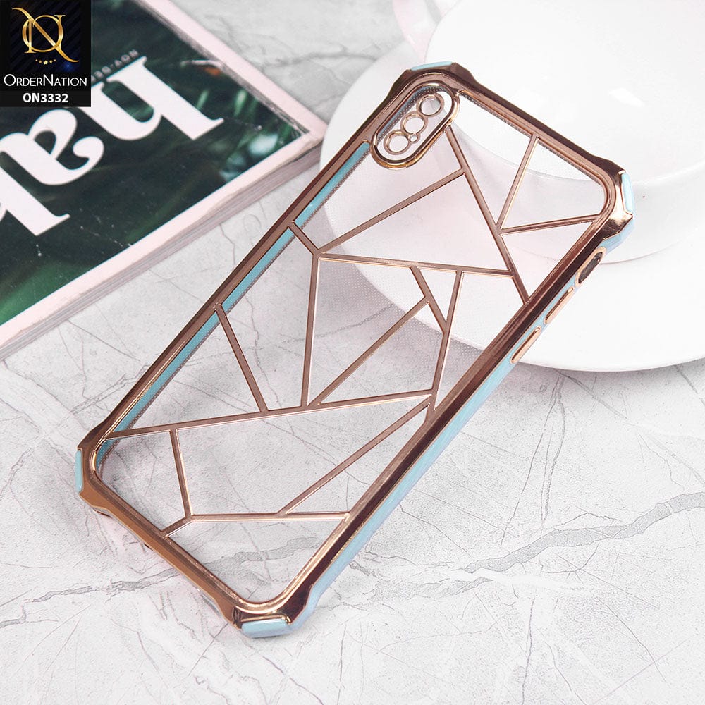 iPhone XS / X Cover - Sky Blue -  Smart Mosaic Marble color Borders Transparent Soft Case