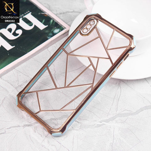 iPhone XS / X Cover - Sky Blue -  Smart Mosaic Marble color Borders Transparent Soft Case